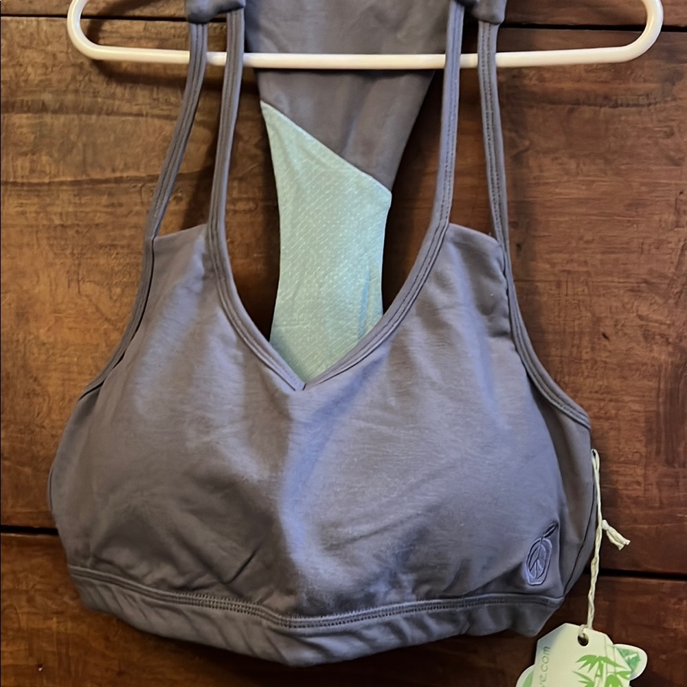 Green Apple Slate Gray Sports Bra